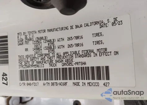 2023 Toyota Tacoma Trd Off Road z USA, uszkodzony, nr VIN 3TMCZ5AN7PM596113